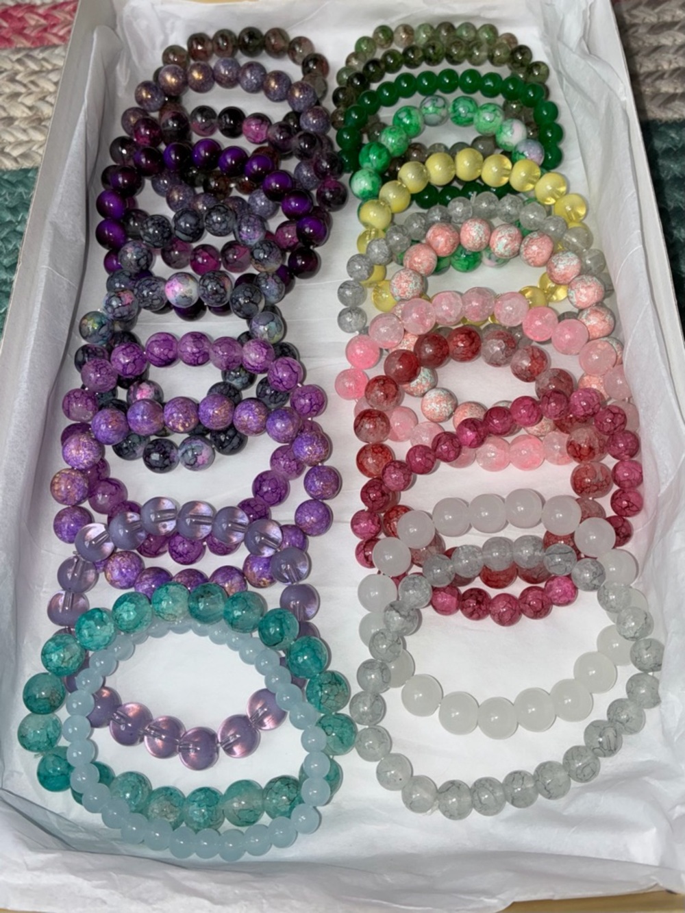 PICK ONE ☝️ Colorful GLASS BEADED Stretch Bracelet - Multi-Color Options - Picture 3 of 9
